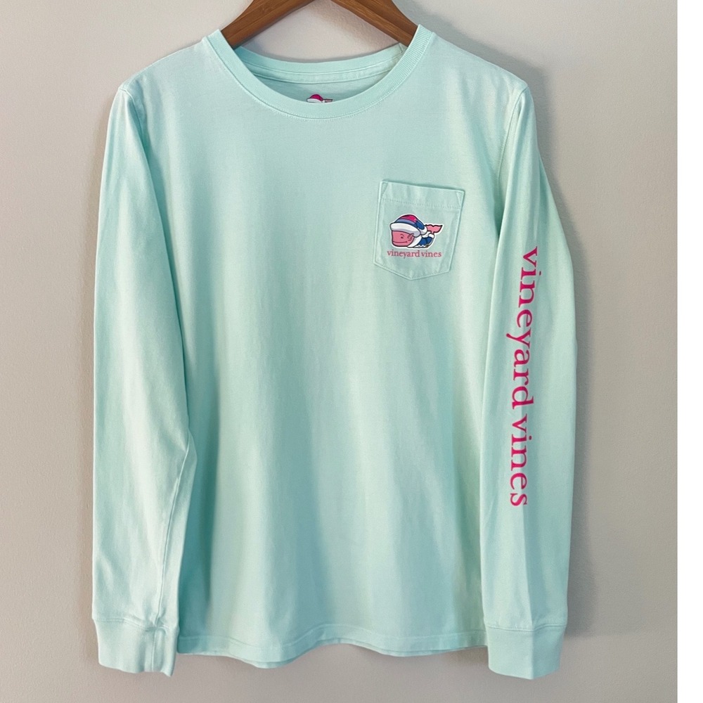 Vineyard Vines Girl's Holiday Elf Whale Long Sleeve Crewneck T-Shirt
